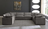 Cozy Grey Velvet Modular Fiber Filled Cloud-Like Comfort Overstuffed Reversible Sectional from Meridian - Luna Furniture