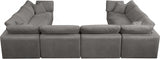 Cozy Grey Velvet Modular Fiber Filled Cloud-Like Comfort Overstuffed Reversible Sectional from Meridian - Luna Furniture