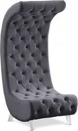 Crescent Grey Velvet Chair from Meridian - Luna Furniture