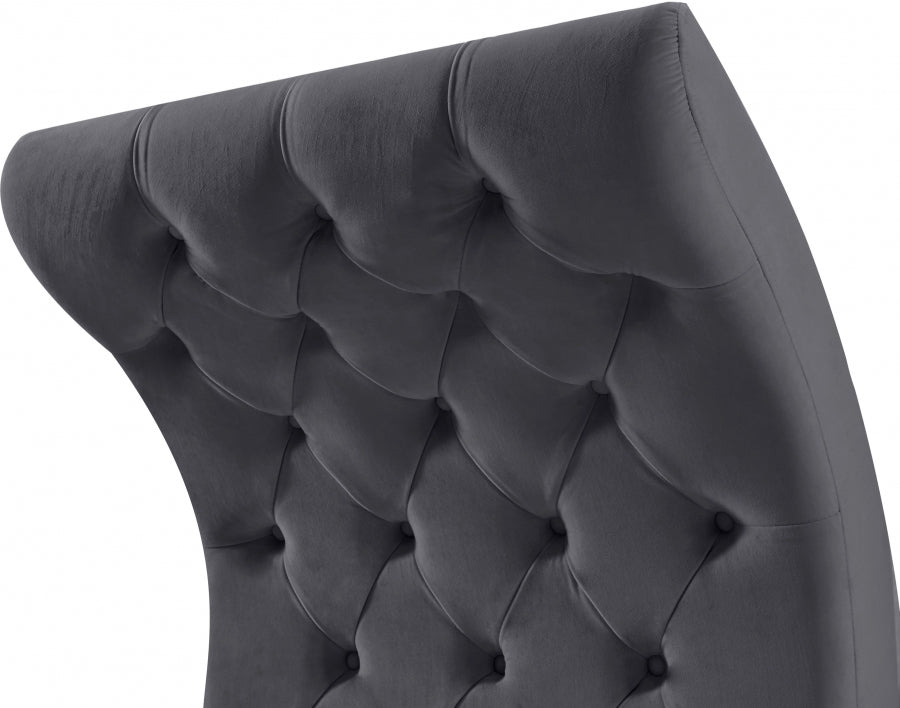 Crescent Grey Velvet Chair from Meridian - Luna Furniture