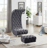 Crescent Grey Velvet Chair from Meridian - Luna Furniture