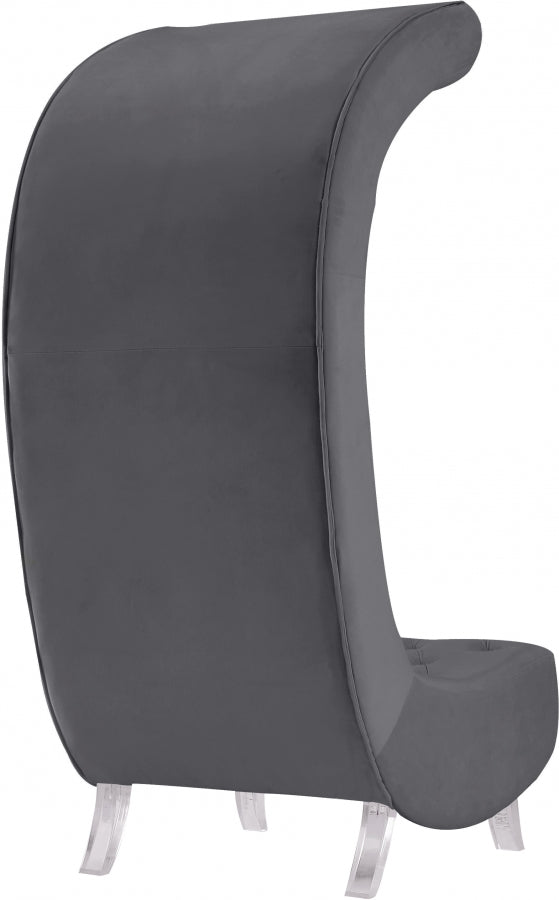 Crescent Grey Velvet Chair from Meridian - Luna Furniture