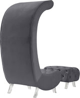 Crescent Grey Velvet Chair from Meridian - Luna Furniture