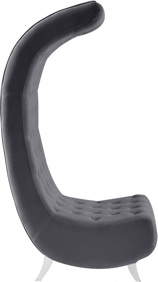 Crescent Grey Velvet Chair from Meridian - Luna Furniture