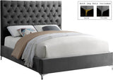 Cruz Grey Velvet Full Bed from Meridian - Luna Furniture