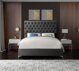 Cruz Grey Velvet Full Bed from Meridian - Luna Furniture