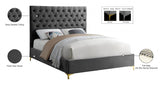 Cruz Grey Velvet Full Bed from Meridian - Luna Furniture