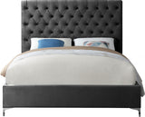 Cruz Grey Velvet Queen Bed from Meridian - Luna Furniture