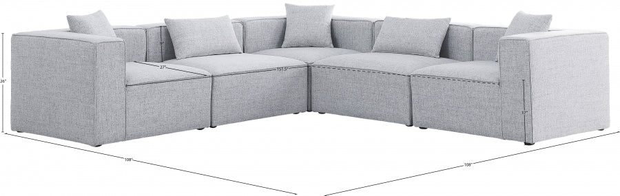 Cube Grey Modular Sectional from Meridian - Luna Furniture