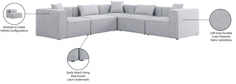 Cube Grey Modular Sectional from Meridian - Luna Furniture