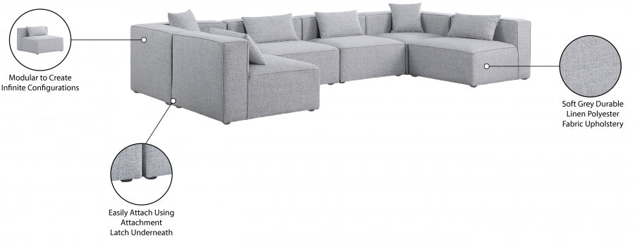 Cube Grey Modular Sectional from Meridian - Luna Furniture