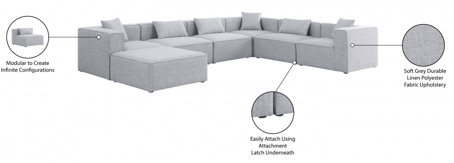 Cube Grey Modular Sectional from Meridian - Luna Furniture