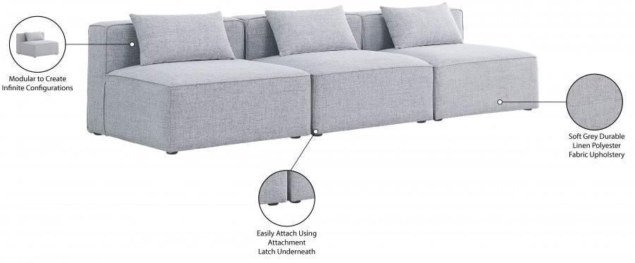 Cube Grey Modular Sofa from Meridian - Luna Furniture