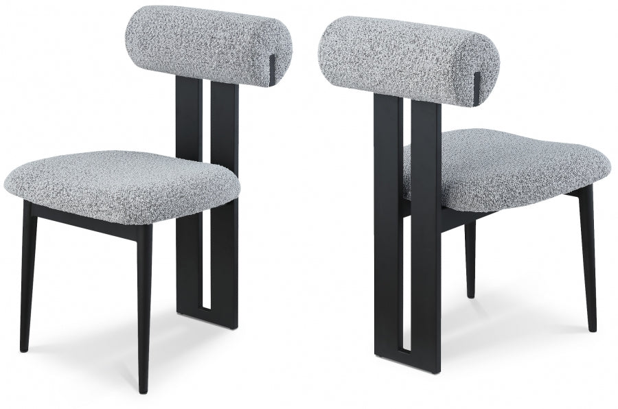 Grey Dario Boucle Fabric Dining Chair, Set of 2 from Meridian - Luna Furniture