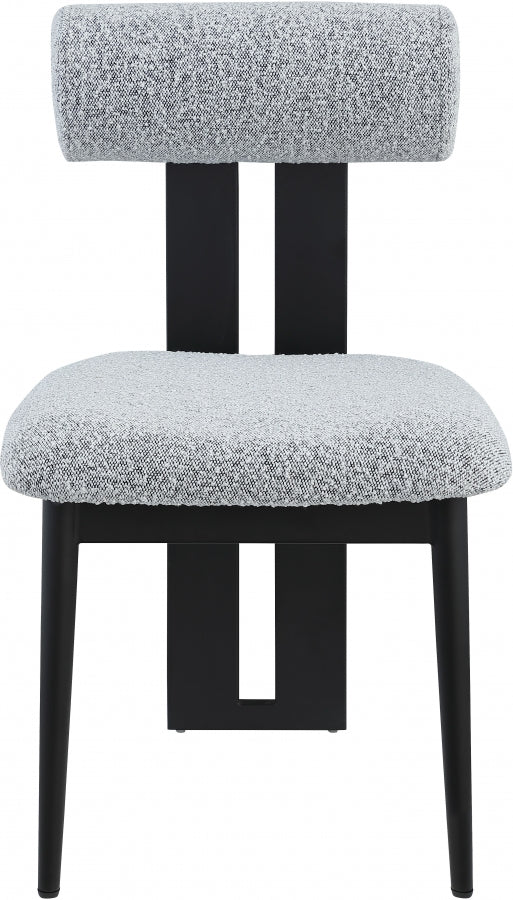 Grey Dario Boucle Fabric Dining Chair, Set of 2 from Meridian - Luna Furniture