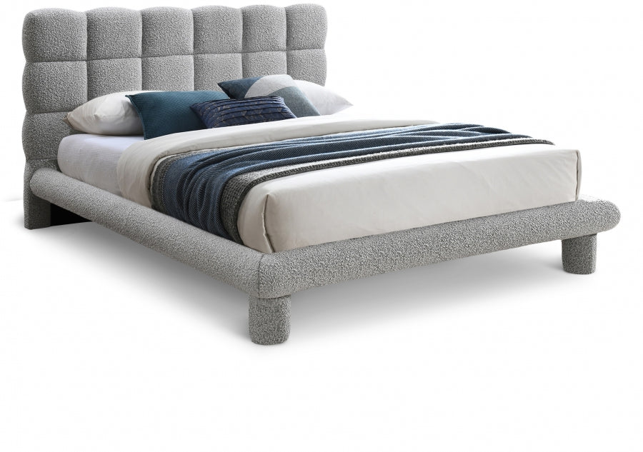 Grey Deco Boucle Fabric King Bed (3 Boxes) from Meridian - Luna Furniture