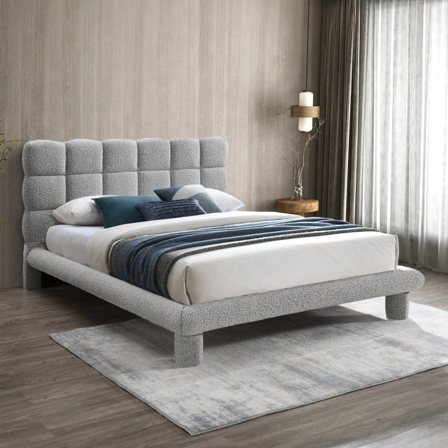 Grey Deco Boucle Fabric King Bed (3 Boxes) from Meridian - Luna Furniture