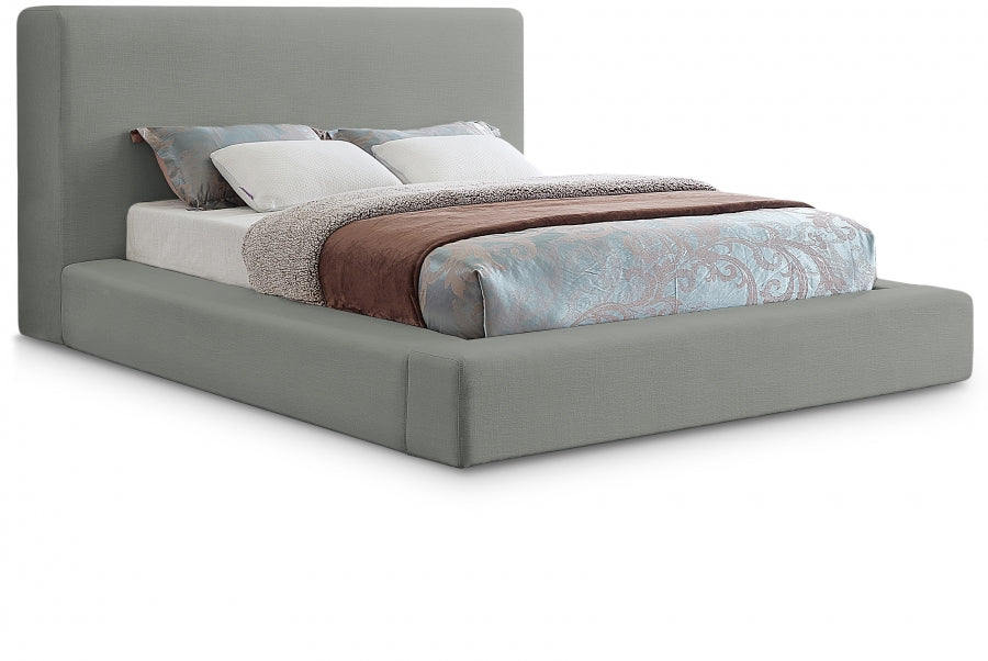 Grey Devin Linen Textured Fabric King Bed from Meridian - Luna Furniture