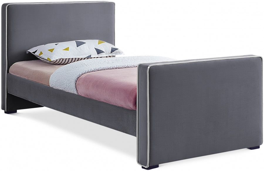 Dillard Grey Velvet Twin Bed from Meridian - Luna Furniture