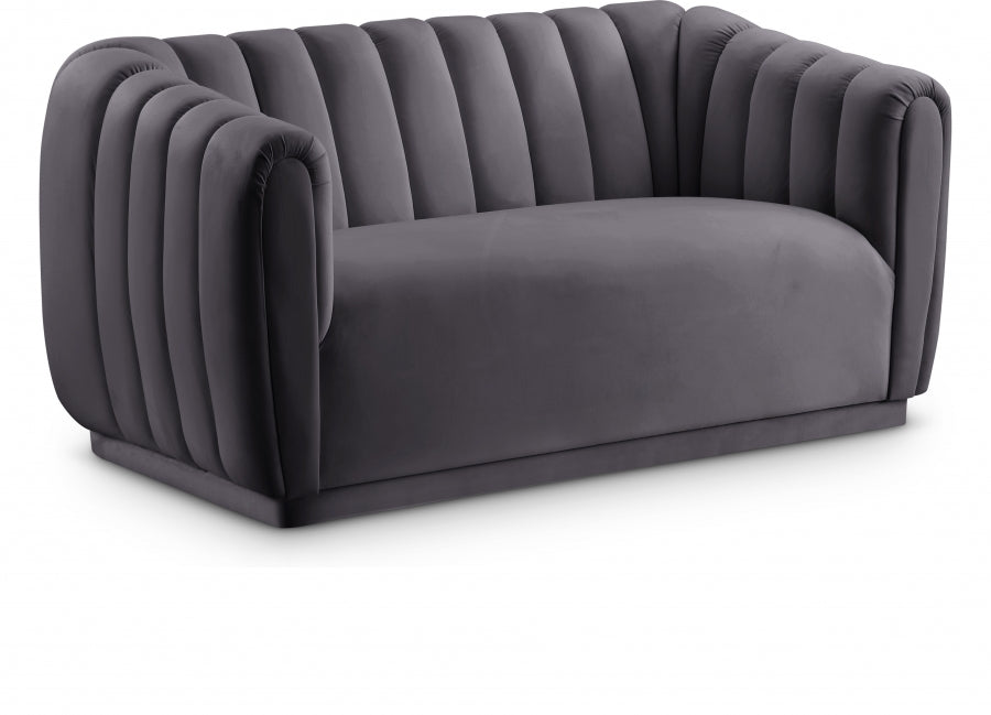 Dixie Grey Velvet Loveseat from Meridian - Luna Furniture