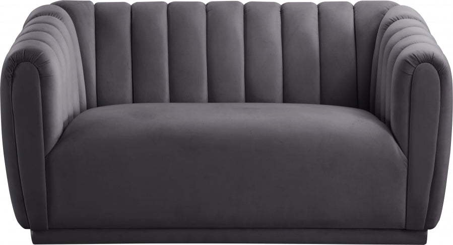 Dixie Grey Velvet Loveseat from Meridian - Luna Furniture