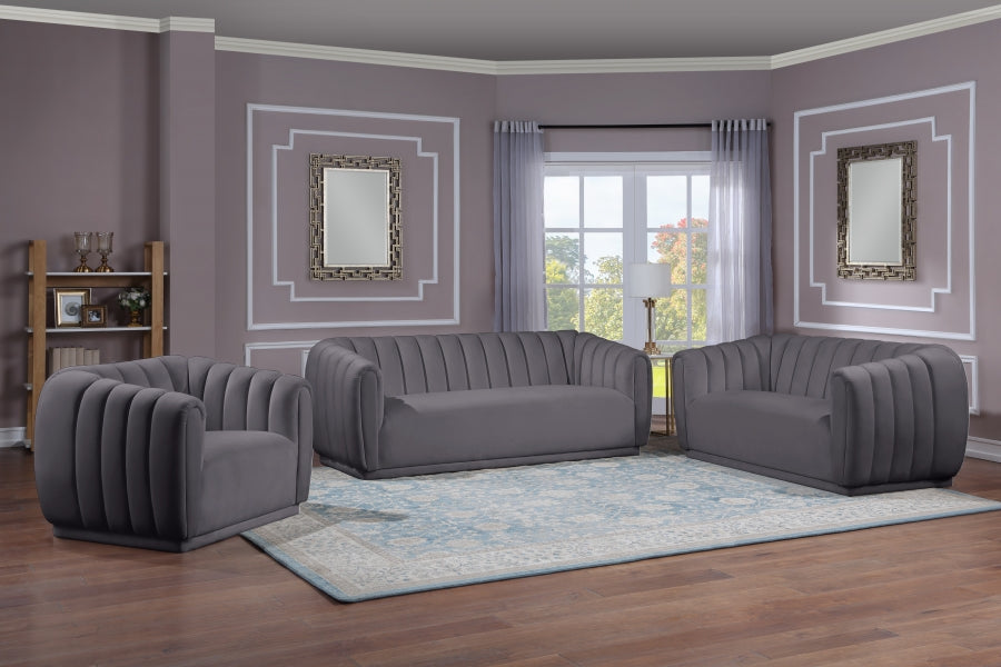 Dixie Grey Velvet Loveseat from Meridian - Luna Furniture