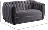 Dixie Grey Velvet Loveseat from Meridian - Luna Furniture