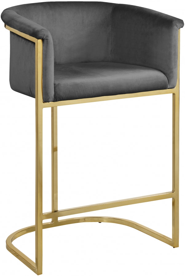 Donatella Grey Velvet Counter Stool from Meridian - Luna Furniture