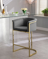 Donatella Grey Velvet Counter Stool from Meridian - Luna Furniture