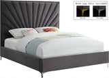 Eclipse Grey Velvet King Bed from Meridian - Luna Furniture