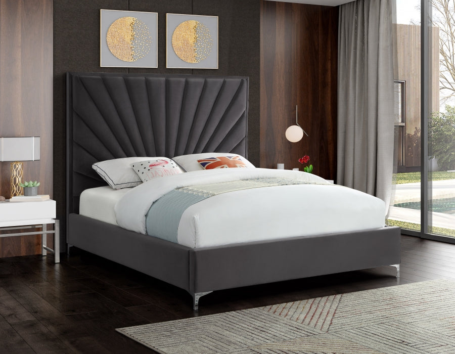 Eclipse Grey Velvet King Bed from Meridian - Luna Furniture