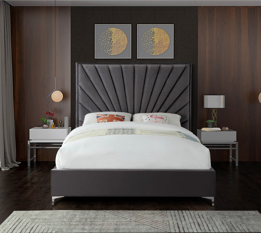 Eclipse Grey Velvet King Bed from Meridian - Luna Furniture