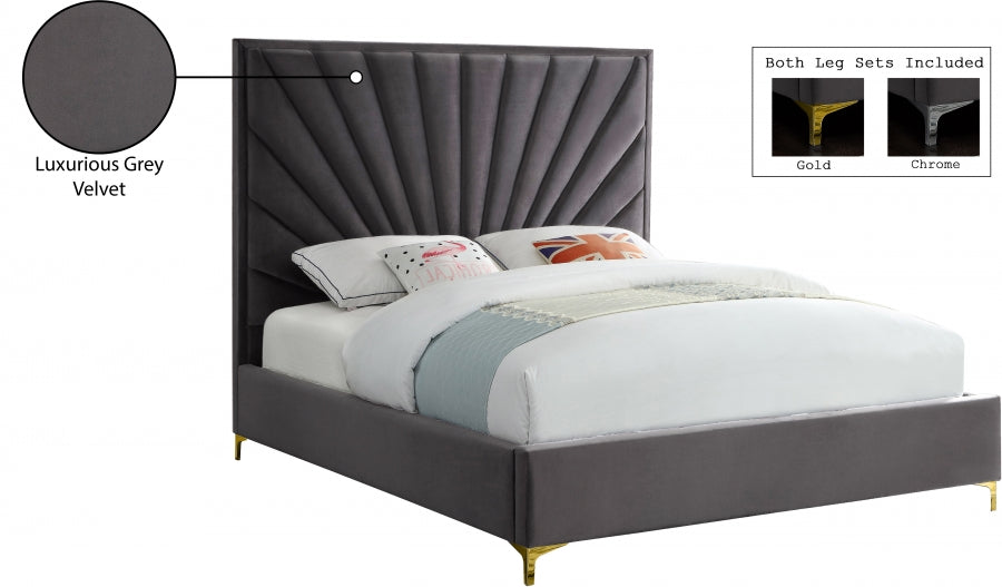 Eclipse Grey Velvet King Bed from Meridian - Luna Furniture