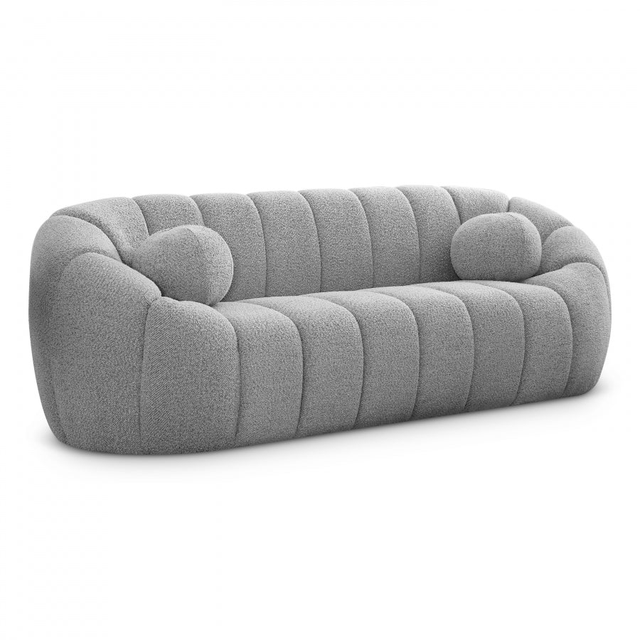 Elijah Grey Boucle Fabric Sofa from Meridian - Luna Furniture