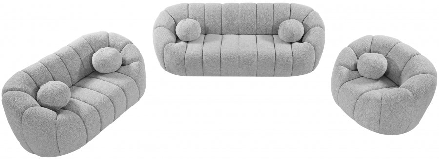 Elijah Grey Boucle Fabric Sofa from Meridian - Luna Furniture