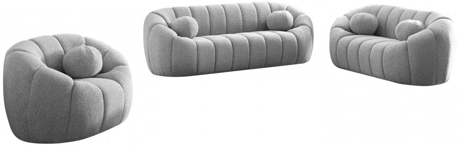 Elijah Grey Boucle Fabric Sofa from Meridian - Luna Furniture