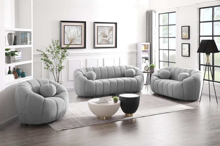 Elijah Grey Boucle Fabric Sofa from Meridian - Luna Furniture