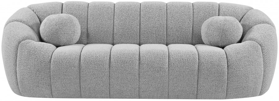 Elijah Grey Boucle Fabric Sofa from Meridian - Luna Furniture