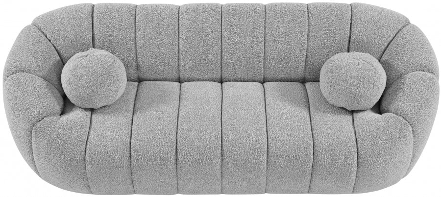 Elijah Grey Boucle Fabric Sofa from Meridian - Luna Furniture