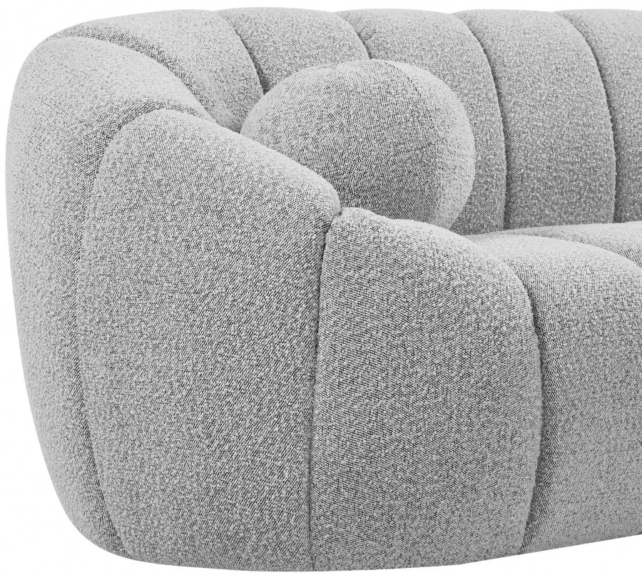 Elijah Grey Boucle Fabric Sofa from Meridian - Luna Furniture