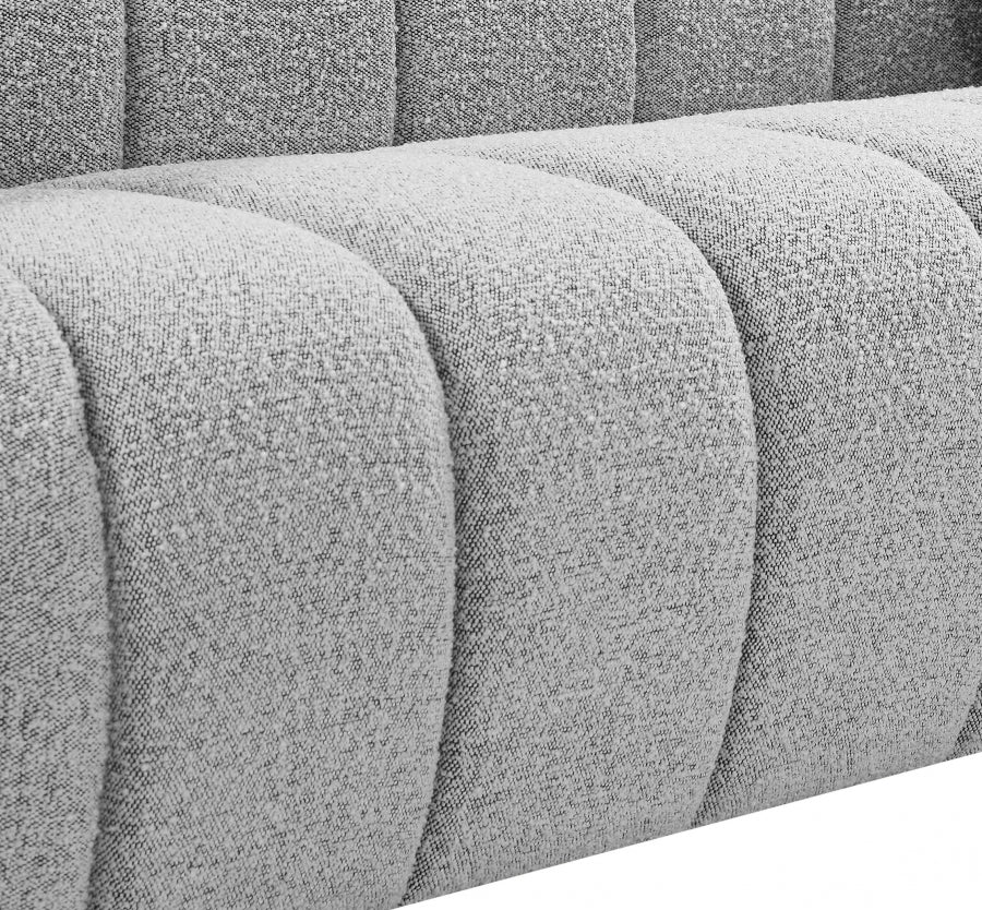 Elijah Grey Boucle Fabric Sofa from Meridian - Luna Furniture