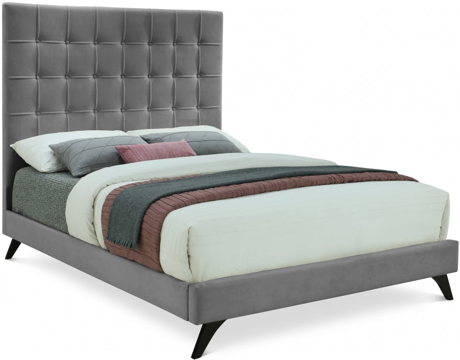 Elly Grey Velvet Full Bed from Meridian - Luna Furniture