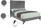 Elly Grey Velvet Full Bed from Meridian - Luna Furniture