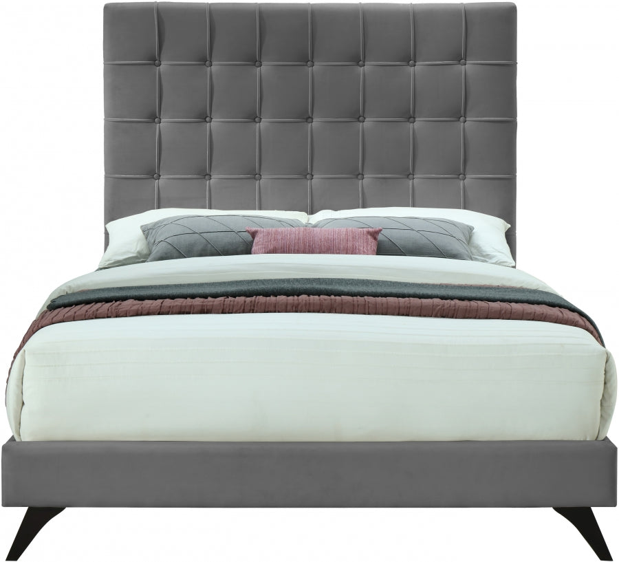 Elly Grey Velvet Full Bed from Meridian - Luna Furniture