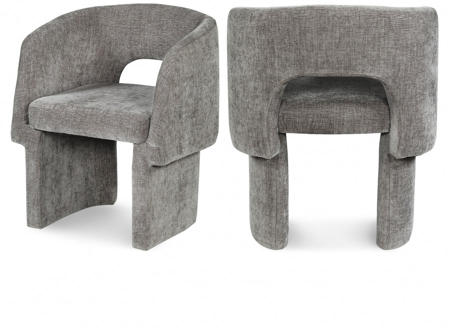 Grey Emmet Chenille Fabric Dining Chair / Accent Chair from Meridian - Luna Furniture