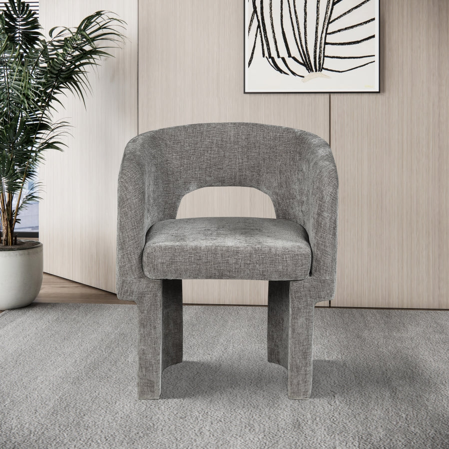 Grey Emmet Chenille Fabric Dining Chair / Accent Chair from Meridian - Luna Furniture