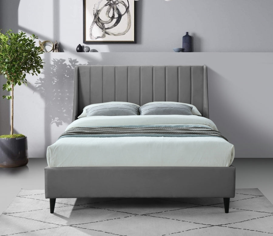 Eva Grey Velvet Full Bed from Meridian - Luna Furniture