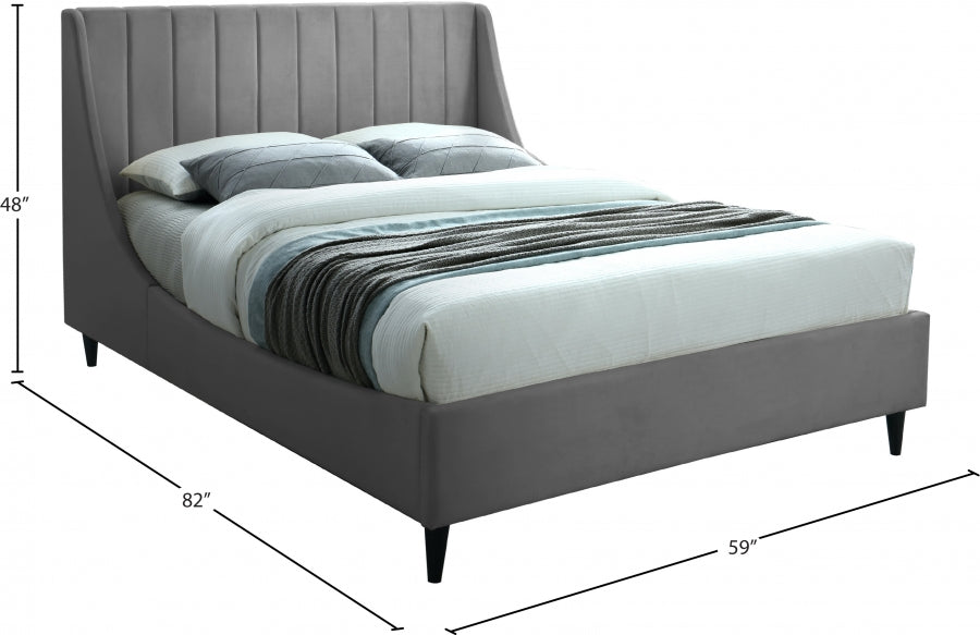 Eva Grey Velvet Full Bed from Meridian - Luna Furniture