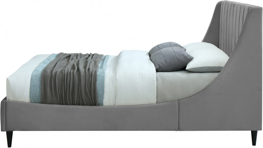 Eva Grey Velvet King Bed from Meridian - Luna Furniture