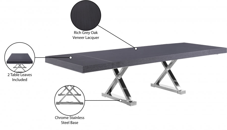 Excel Grey Extendable 2 Leaf Dining Table from Meridian - Luna Furniture